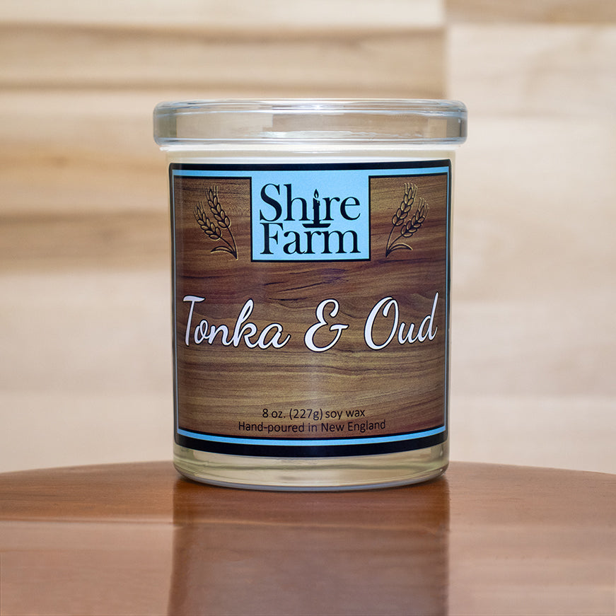 Shire Farm Tonka and Oud Natural Soy Candle eco-friendly